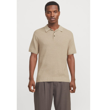 Jack & Jones Premium knitted polo in Beige
