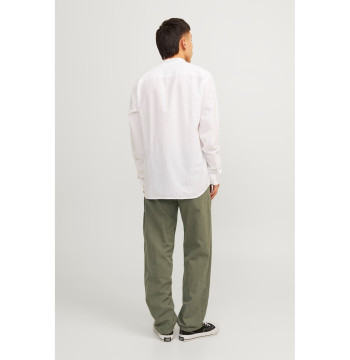 Jack & Jones linen blend relaxed fit trousers in Olive Green